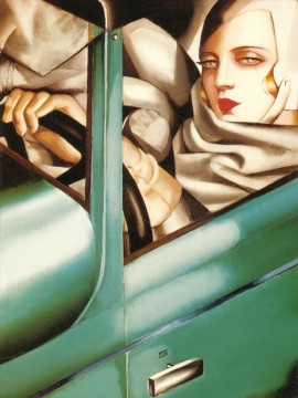 タマラ・デ・レンピッカ Painting - 緑のブガッティの肖像画 1925 年当時のタマラ・デ・レンピッカ